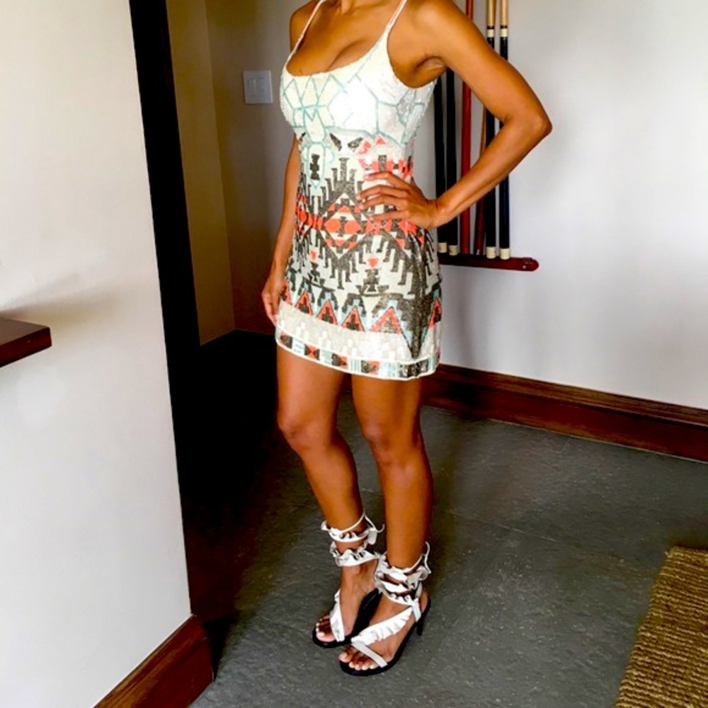 AllSaints Aztec hand-beaded dress (fits XS)